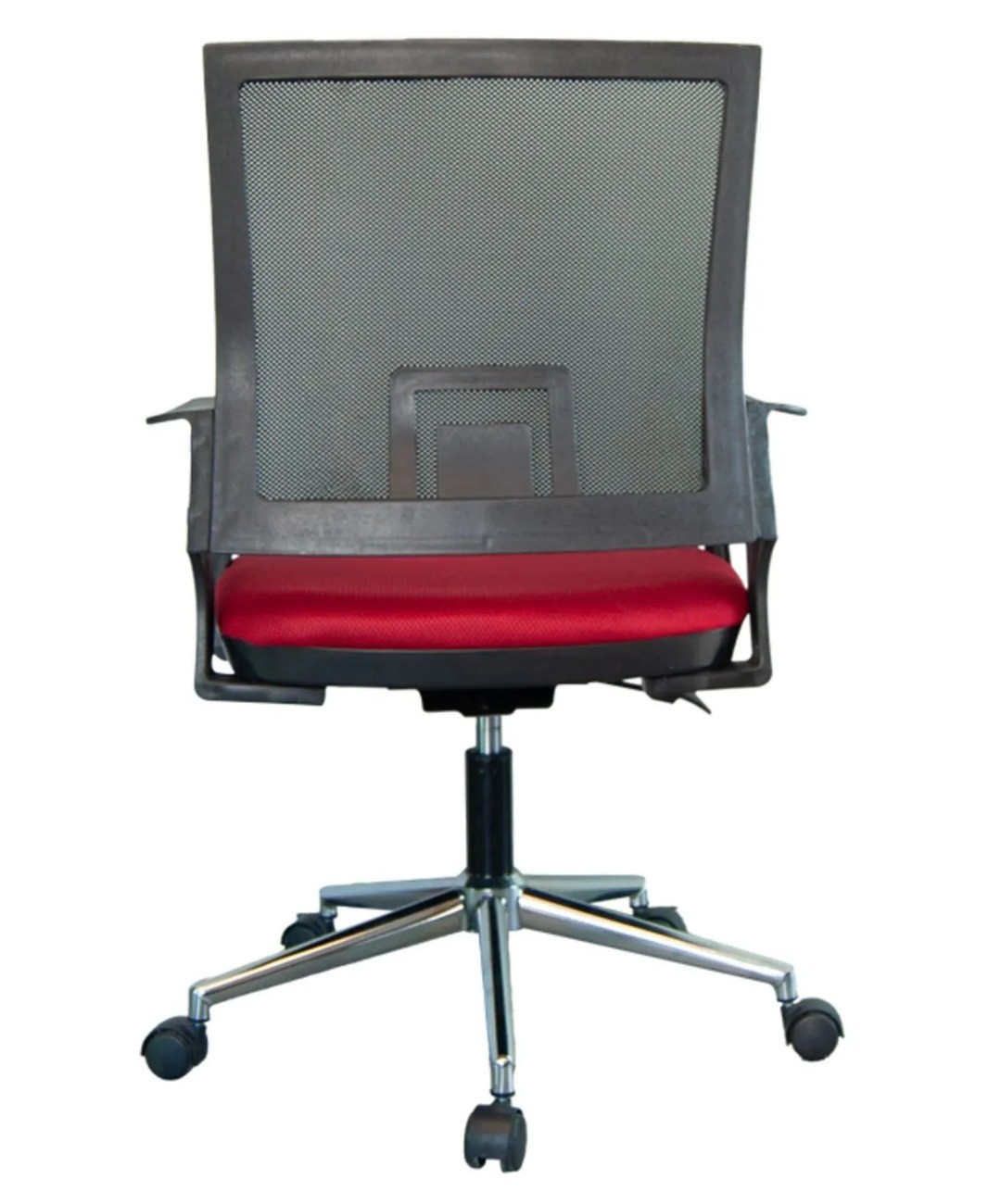 kirmizi3 Rita Krom Ayaklı Kırmızı Fileli Sekreter Koltuğu - Görsel 4