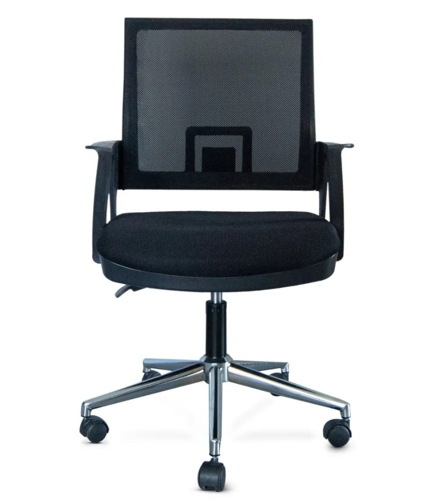 Rita Krom Ayaklı Siyah Fileli Sekreter Koltuğu